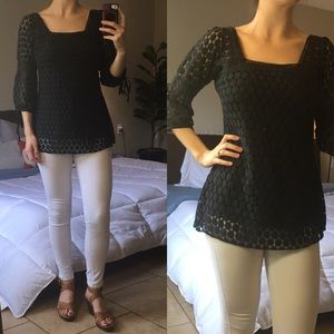 Black Lace Shirt 3/4 Length Sleeves